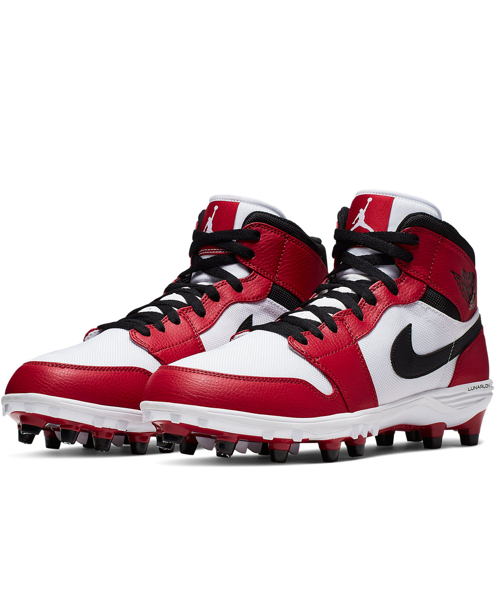 Nike Men's Jordan 1 TD Mid American Football Cleats White/Black/Var...