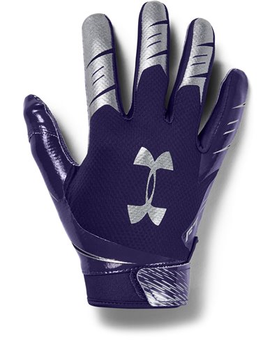 purple and gold football gloves